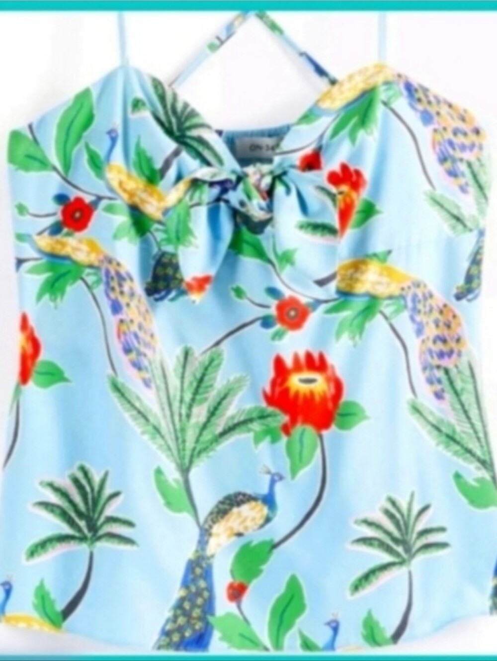 Blue Camisole Top Macy's On 34 Blue Tropical Print, Small Babydoll Camisole